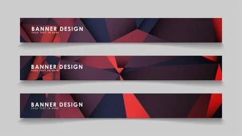 Abstract rectangle vector banners with red black geometric gradient backgroun Stock Illustration