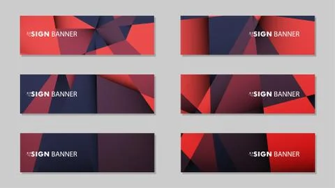Abstract rectangle vector banners with red black geometric gradient backgroun Illustrazione stock