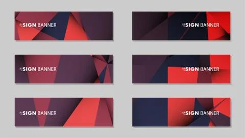 Abstract rectangle vector banners with red black geometric gradient backgroun Illustrazione stock