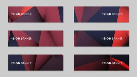Abstract rectangle vector banners with red black geometric gradient backgroun Stock Illustration