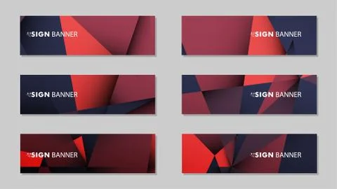 Abstract rectangle vector banners with red black geometric gradient backgroun Stock Illustration
