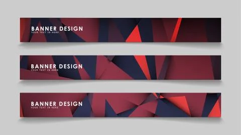 Abstract rectangle vector banners with red black geometric gradient backgroun Illustrazione stock