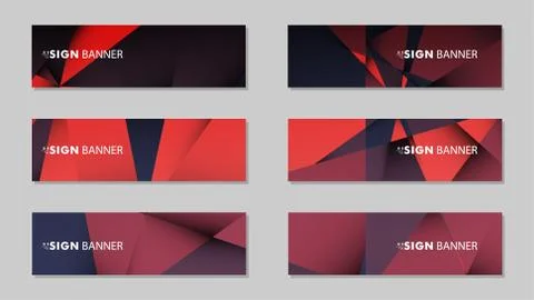 Abstract rectangle vector banners with red black geometric gradient backgroun Illustrazione stock