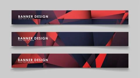 Abstract rectangle vector banners with red black geometric gradient backgroun Stock Illustration