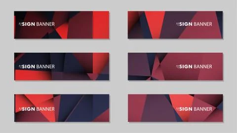 Abstract rectangle vector banners with red black geometric gradient backgroun 스톡 일러스트