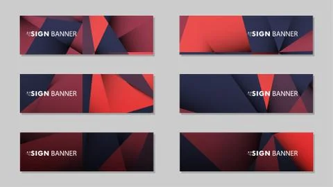 Abstract rectangle vector banners with red black geometric gradient backgroun Stock Illustration