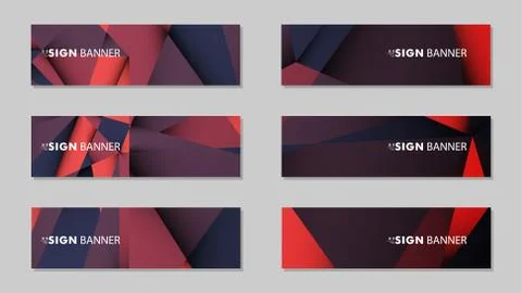 Abstract rectangle vector banners with red black geometric gradient backgroun 스톡 일러스트