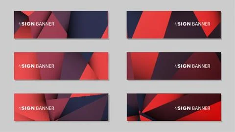 Abstract rectangle vector banners with red black geometric gradient backgroun Illustrazione stock