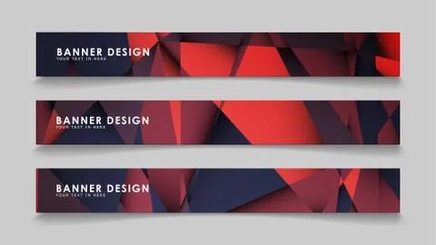 Abstract rectangle vector banners with red black geometric gradient backgroun Stock Illustration