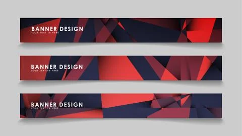 Abstract rectangle vector banners with red black geometric gradient backgroun Illustrazione stock