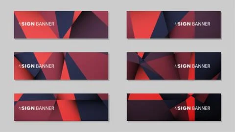 Abstract rectangle vector banners with red black geometric gradient backgroun Illustrazione stock