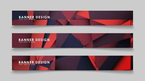 Abstract rectangle vector banners with red black geometric gradient backgroun Illustrazione stock