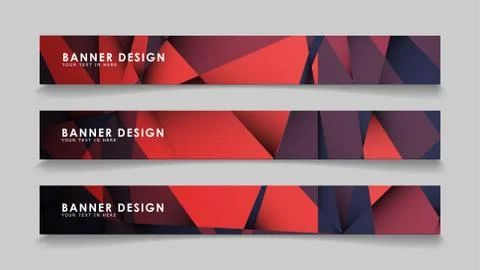 Abstract rectangle vector banners with red black geometric gradient backgroun Illustrazione stock