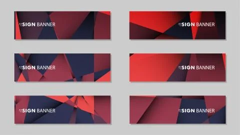 Abstract rectangle vector banners with red black geometric gradient backgroun Illustrazione stock