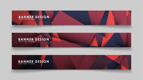 Abstract rectangle vector banners with red black geometric gradient backgroun Illustrazione stock