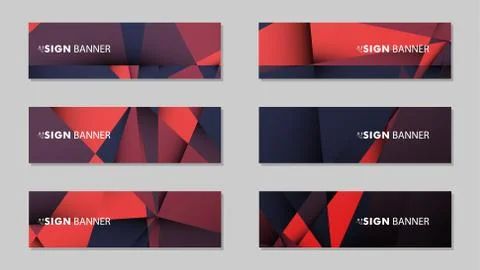 Abstract rectangle vector banners with red black geometric gradient backgroun 스톡 일러스트