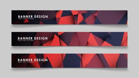 Abstract rectangle vector banners with red black geometric gradient backgroun Illustrazione stock