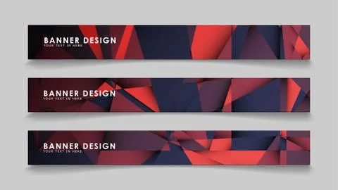 Abstract rectangle vector banners with red black geometric gradient backgroun Illustrazione stock