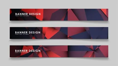 Abstract rectangle vector banners with red black geometric gradient backgroun Stock Illustration
