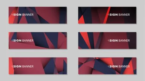 Abstract rectangle vector banners with red black geometric gradient backgroun 스톡 일러스트