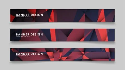 Abstract rectangle vector banners with red black geometric gradient backgroun Illustrazione stock