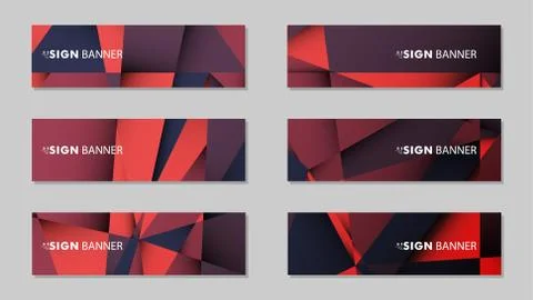 Abstract rectangle vector banners with red black geometric gradient backgroun Stock Illustration