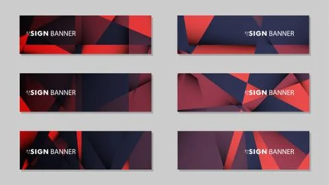 Abstract rectangle vector banners with red black geometric gradient backgroun Stock Illustration