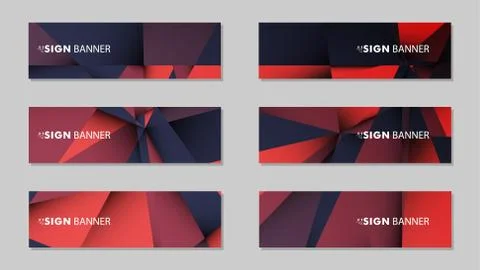 Abstract rectangle vector banners with red black geometric gradient backgroun Stock Illustration