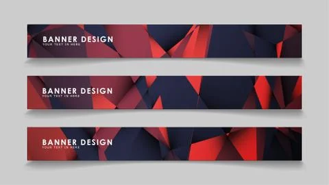Abstract rectangle vector banners with red black geometric gradient backgroun 스톡 일러스트