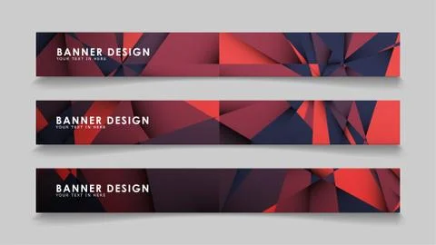 Abstract rectangle vector banners with red black geometric gradient backgroun 스톡 일러스트