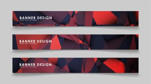 Abstract rectangle vector banners with red black geometric gradient backgroun 스톡 일러스트