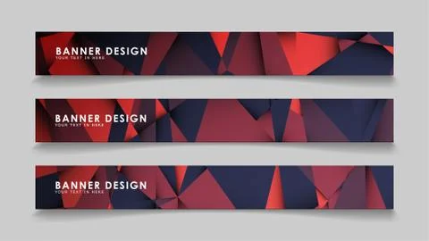 Abstract rectangle vector banners with red black geometric gradient backgroun Stock Illustration