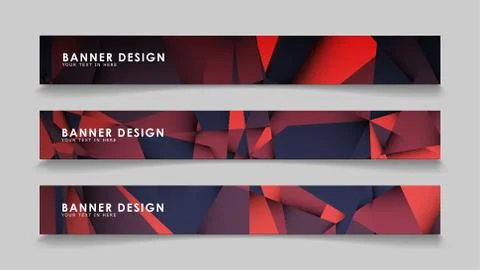 Abstract rectangle vector banners with red black geometric gradient backgroun 스톡 일러스트