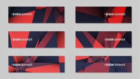 Abstract rectangle vector banners with red black geometric gradient backgroun Stock Illustration