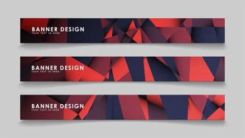 Abstract rectangle vector banners with red black geometric gradient backgroun Stock Illustration