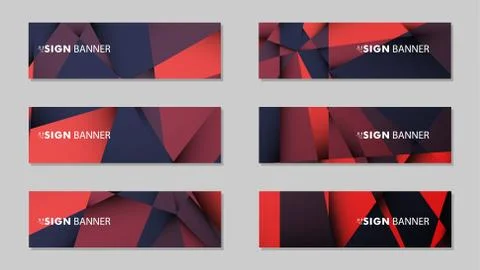 Abstract rectangle vector banners with red black geometric gradient backgroun Illustrazione stock