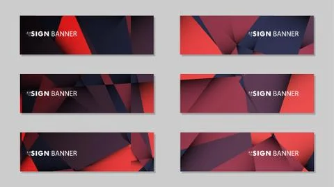Abstract rectangle vector banners with red black geometric gradient backgroun Stock Illustration