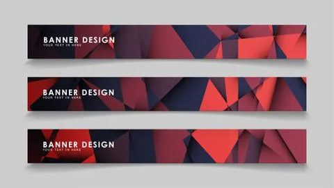Abstract rectangle vector banners with red black geometric gradient backgroun Illustrazione stock