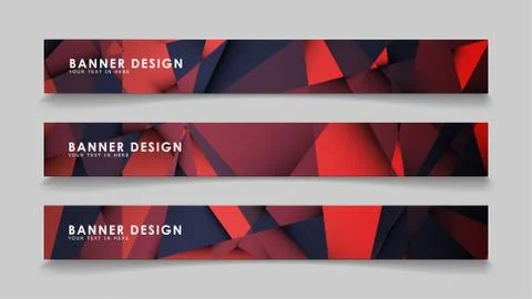 Abstract rectangle vector banners with red black geometric gradient backgroun Illustrazione stock