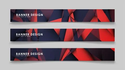 Abstract rectangle vector banners with red black geometric gradient backgroun Illustrazione stock
