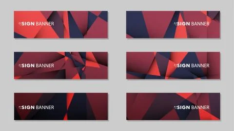 Abstract rectangle vector banners with red black geometric gradient backgroun 库存插图