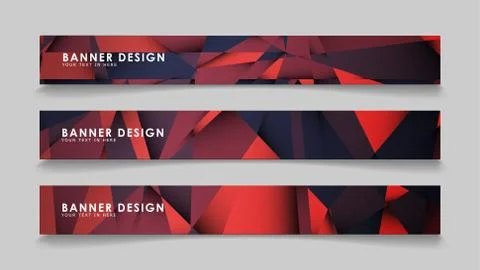 Abstract rectangle vector banners with red black geometric gradient backgroun 스톡 일러스트