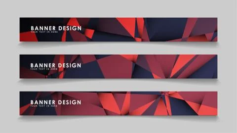 Abstract rectangle vector banners with red black geometric gradient backgroun 스톡 일러스트