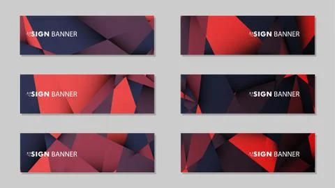 Abstract rectangle vector banners with red black geometric gradient backgroun Stock Illustration