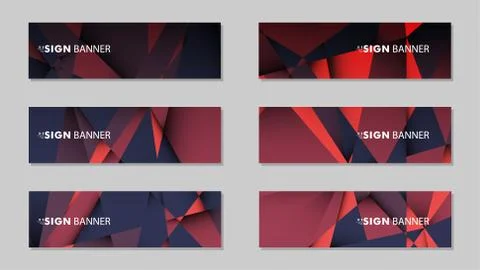 Abstract rectangle vector banners with red black geometric gradient backgroun Illustrazione stock
