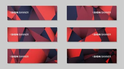 Abstract rectangle vector banners with red black geometric gradient backgroun 스톡 일러스트