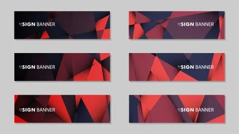 Abstract rectangle vector banners with red black geometric gradient backgroun 스톡 일러스트