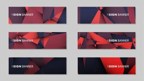 Abstract rectangle vector banners with red black geometric gradient backgroun Illustrazione stock