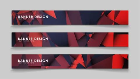 Abstract rectangle vector banners with red black geometric gradient backgroun 스톡 일러스트