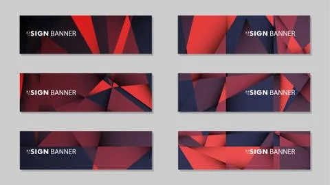 Abstract rectangle vector banners with red black geometric gradient backgroun Illustrazione stock